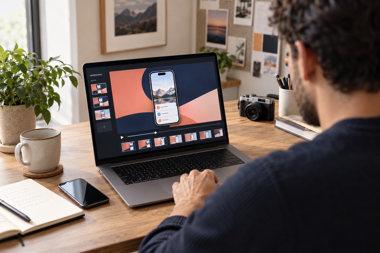 Software reviewer watching a YouTube video with a polished Giflane screen recording on a laptop